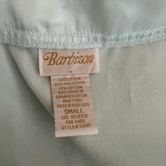 Vtg Barbizon Robe Size Small Long Embroidered Lace Detail Pockets Blue Peignoir - Picture 9 of 15